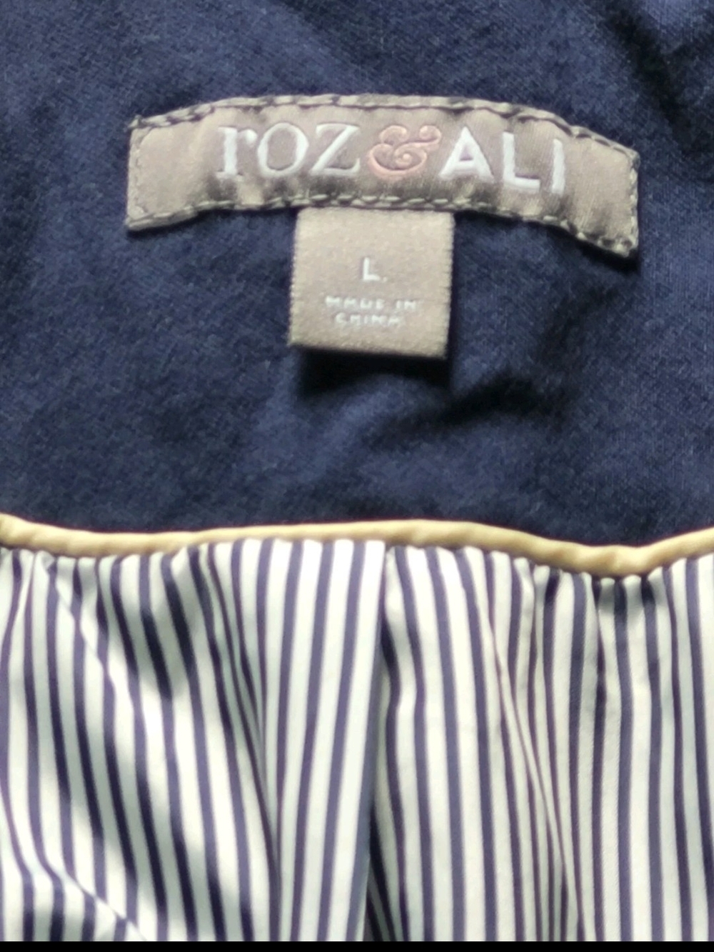 Roz & Ali Women’s L Navy Blue One Button Blazer Stretch Career Work Jacket - Picture 3 of 10